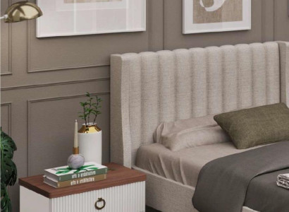 Weißer Nachttisch mit Schubladen Holzmöbel Moderne Luxus Schlafzimmermöbel